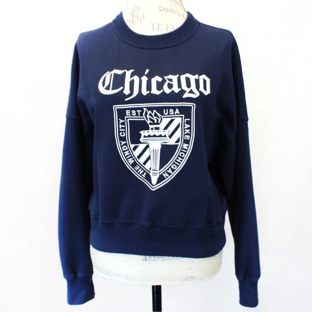Abercrombie & Fitch sweatshirt. NWOT. Navy w/ white embroidery. Sold out style.